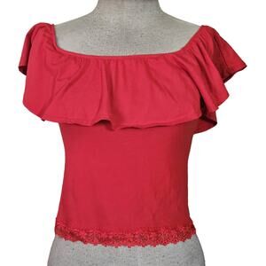 Red Ruffle Crop Top Size Large